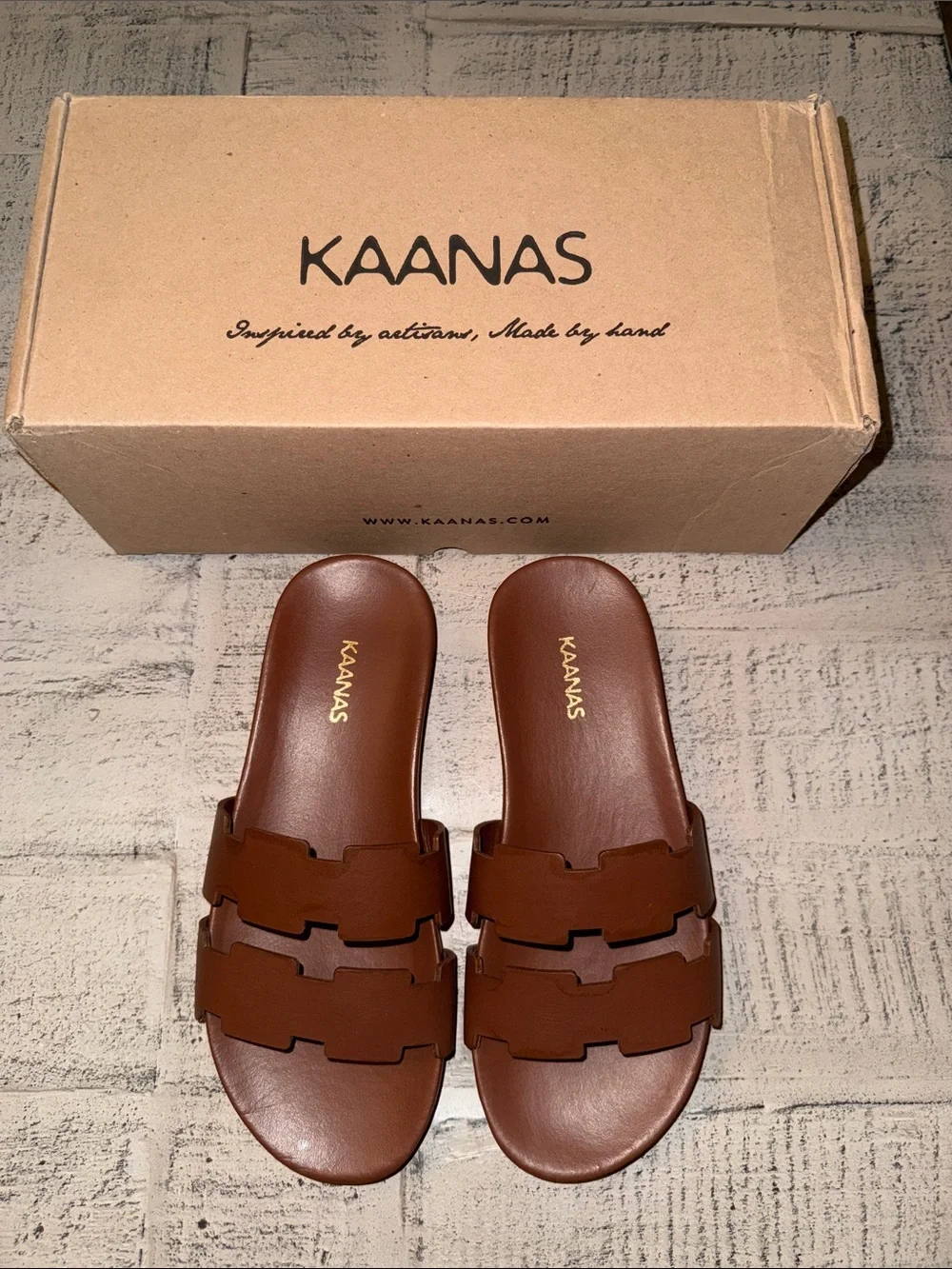 Kaanas Alexandria Geo Ladder Double-Band Slide Sandals